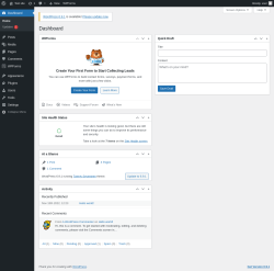 Page screenshot: Dashboard &lsaquo; Test site &mdash; WordPress