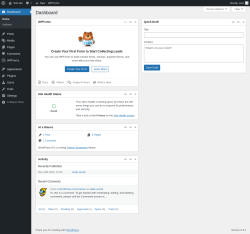 Page screenshot: Dashboard &lsaquo; Test site &mdash; WordPress