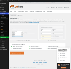 Page screenshot: WPForms &rarr; Tools &rarr; 
						Import Entries					