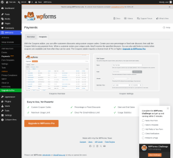 Page screenshot: WPForms &rarr; Payments&nbsp;NEW! &rarr; 
					Coupons				