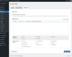 Page screenshot: wpForo  → Tools → Admin Note