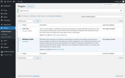 Page screenshot: Plugins ‹ Test site — WordPress