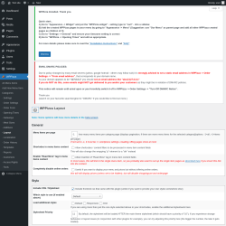Page screenshot: WPPizza → · Layout