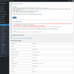 Page screenshot: WPPizza → · Localization