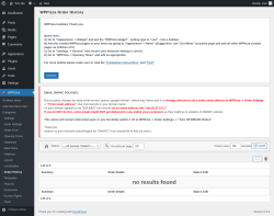 Page screenshot: WPPizza → · Order History