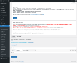 Page screenshot: WPPizza → · Templates → Print Order
