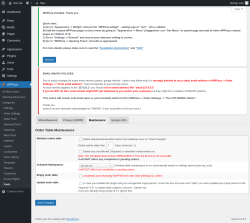 Page screenshot: WPPizza → · Tools → Maintenance