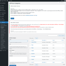 Page screenshot: WPPizza → Categories
