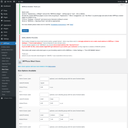 Page screenshot: WPPizza → · Meal Sizes