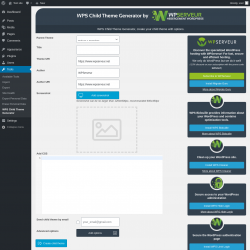 Page screenshot: Tools &rarr; WPS Child Theme Generator
