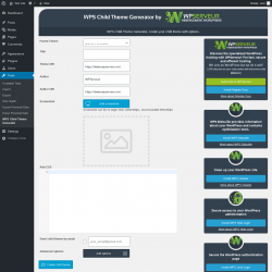 Page screenshot: Tools &rarr; WPS Child Theme Generator