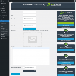 Page screenshot: Tools &rarr; WPS Child Theme Generator
