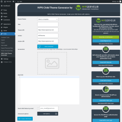 Page screenshot: Tools &rarr; WPS Child Theme Generator