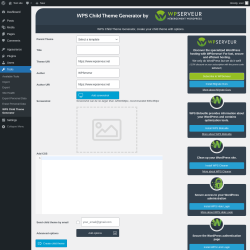 Page screenshot: Tools &rarr; WPS Child Theme Generator