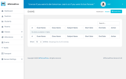 Page screenshot: WPSchoolPress &rarr; &nbsp; Exams