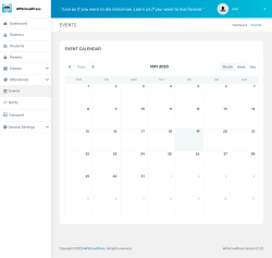 Page screenshot: WPSchoolPress &rarr; &nbsp; Events