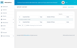 Page screenshot: WPSchoolPress →   Import History