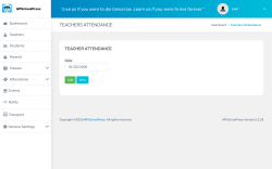Page screenshot: WPSchoolPress →   Teacher Attendance