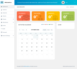 Page screenshot: WPSchoolPress →   Dashboard