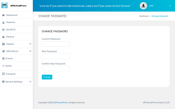 Page screenshot: WPSchoolPress →   Change Password