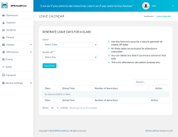 Page screenshot: WPSchoolPress →   Leave Calendar