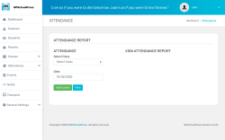 Page screenshot: WPSchoolPress →   Attendance