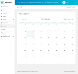 Page screenshot: WPSchoolPress &rarr; &nbsp; Events