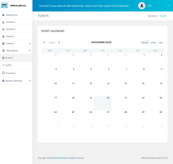 Page screenshot: WPSchoolPress &rarr; &nbsp; Events