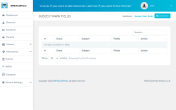 Page screenshot: WPSchoolPress &rarr; &nbsp; Subject Mark Fields