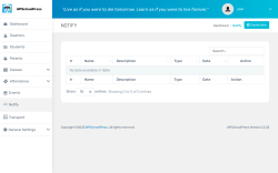 Page screenshot: WPSchoolPress &rarr; &nbsp; Notify