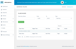 Page screenshot: WPSchoolPress &rarr; &nbsp; Working Hours