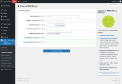 Page screenshot: SSO – Social and Search Optimization → Essential Settings
