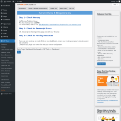Page screenshot: WP Tools → Server Check & Requirements