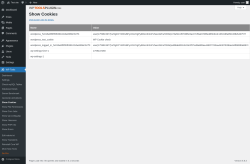 Page screenshot: WP Tools → Show Cookies