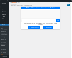 Page screenshot: WP Tools → Show Errors → 
                Chat With AI and Server Errors Checkup            