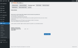 Page screenshot: WP Tools → Settings → Processor Load