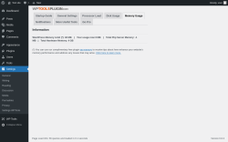 Page screenshot: WP Tools → Settings → Memory Usage