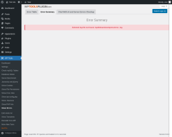 Page screenshot: WP Tools → Show Errors → 
                Error Summary            