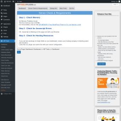 Page screenshot: WP Tools → Server Check & Requirements