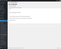 Page screenshot: WP Tools → Show wp-config.php