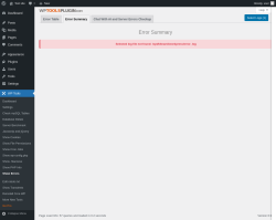 Page screenshot: WP Tools → Show Errors → 
                Error Summary            