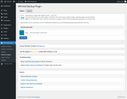 Page screenshot: WPvivid Backup → Export & Import
