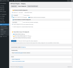 Page screenshot: WPvivid Backup → Staging → Create A Staging Site