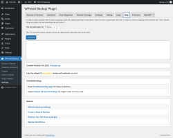 Page screenshot: WPvivid Backup → Settings → Key