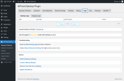 Page screenshot: WPvivid Backup → Logs