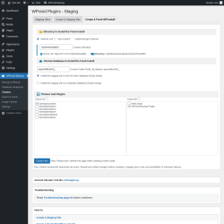 Page screenshot: WPvivid Backup → Staging → Create A Fresh WP Install