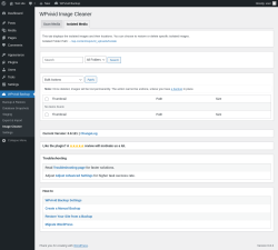 Page screenshot: WPvivid Backup → Image Cleaner → Isolated Media