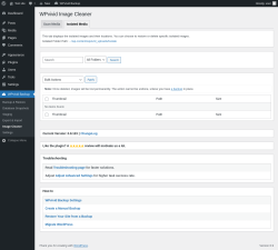 Page screenshot: WPvivid Backup &rarr; Image Cleaner &rarr; Isolated Media
