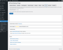 Page screenshot: WPvivid Backup &rarr; Settings &rarr; Key