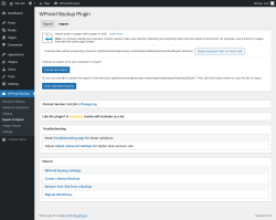 Page screenshot: WPvivid Backup &rarr; Export & Import &rarr; Import